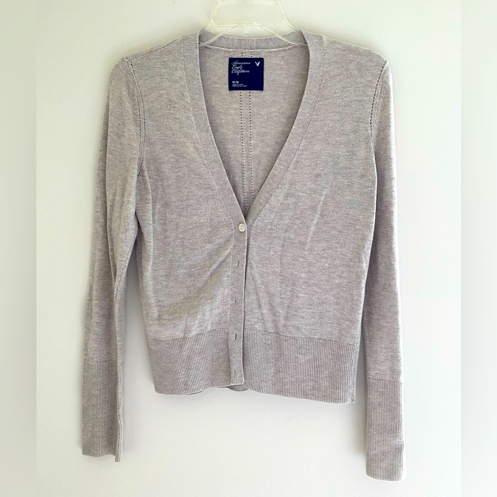 American Eagle Outfitters Vintage Gray Beige Cardigan, Size Medium
